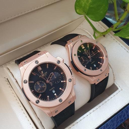 ساعت مچی ست زنانه و مردانه هابلوت بند قفل هابلوت با ارم حک شده Hublot